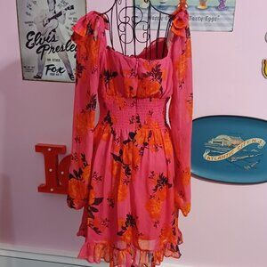 NWT Betsey Johnson Hot Pink Floral Bow Dress Size 4